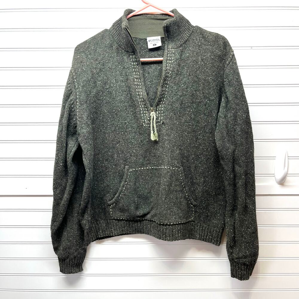 Columbia Alpine Sweater Wool Blend 1/4 Zip Pullover Sweater Size M